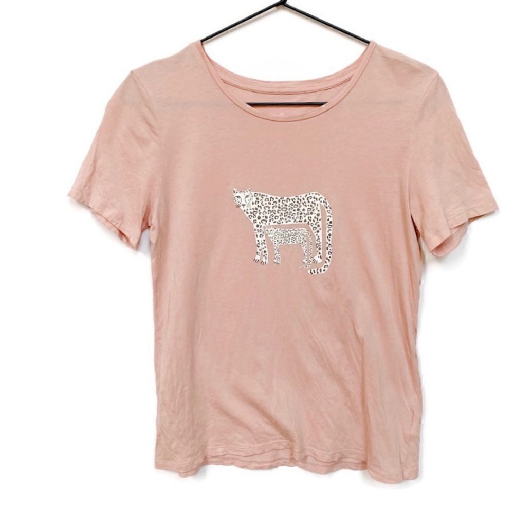 BananaβRepublicβGraphicβTeeΒ ShortβSleeveβAnimalβTopβLeopardβPinkβXS